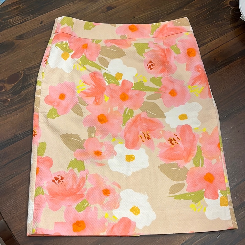 J. Crew Watercolor Floral Pencil Skirt